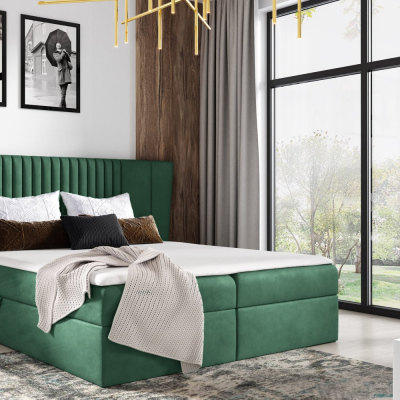 Čalúnená posteľ ZOJA - 160x200, zelená + topper ZDARMA