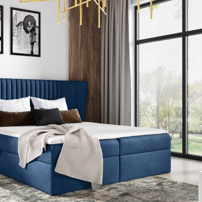 Čalúnená posteľ ZOJA - 160x200, modrá + topper ZDARMA