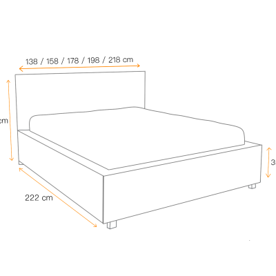Manželská posteľ TIBOR - 180x200, hnedá 