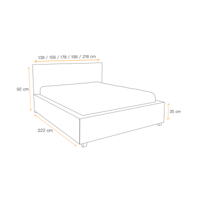 Manželská posteľ TIBOR - 180x200, hnedá 