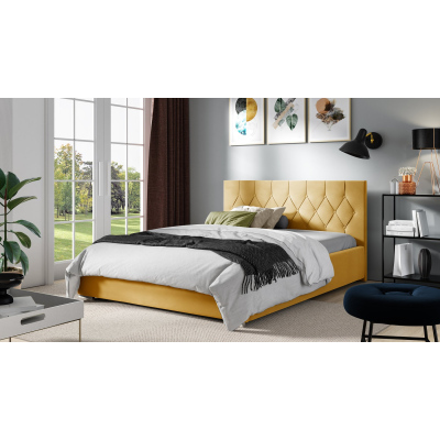 Manželská posteľ TIBOR - 140x200, žltá 