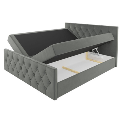 Čalúnená posteľ TIBOR LUX - 200x200, šedá + topper ZDARMA