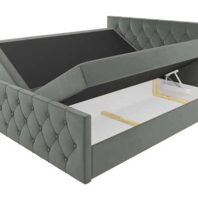 Čalúnená posteľ TIBOR LUX - 160x200, čierna + topper ZDARMA