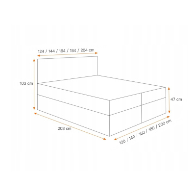 Posteľ boxspring TIBOR - 200x200, červená + topper ZDARMA