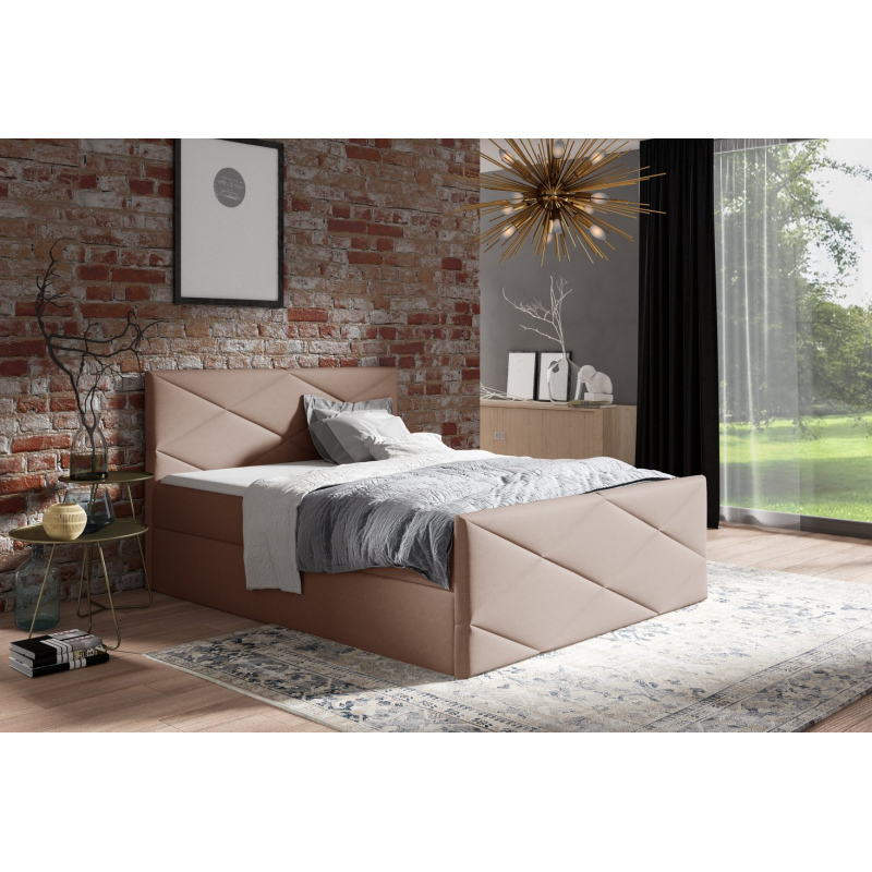 Čalúnená posteľ ZOE LUX - 200x200, hnedá + topper ZDARMA