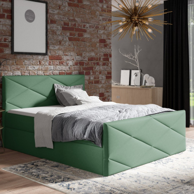 Čalúnená posteľ ZOE LUX - 200x200, zelená + topper ZDARMA