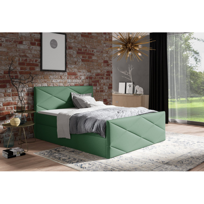 Čalúnená posteľ ZOE LUX - 200x200, zelená + topper ZDARMA