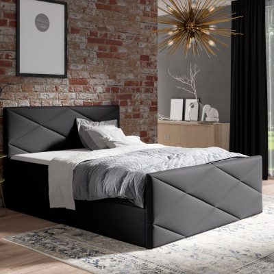 Čalúnená posteľ ZOE LUX - 200x200, čierna + topper ZDARMA
