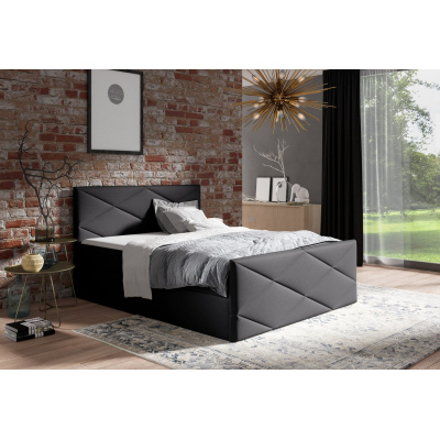 Čalúnená posteľ ZOE LUX - 200x200, čierna + topper ZDARMA