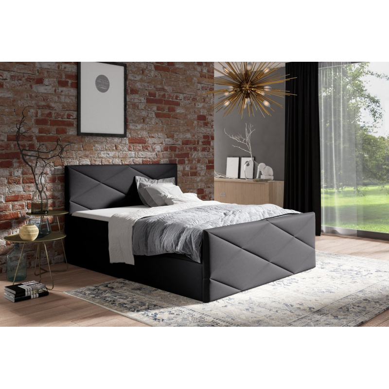 Čalúnená posteľ ZOE LUX - 160x200, čierna + topper ZDARMA