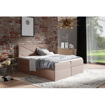 Čalúnená posteľ ZOE - 200x200, hnedá + topper ZDARMA