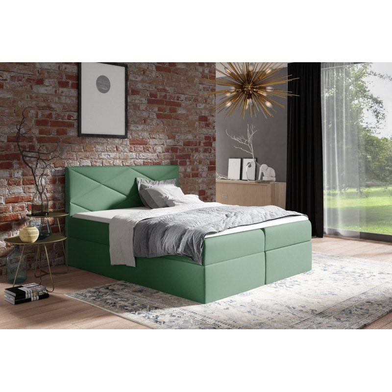 Čalúnená posteľ ZOE - 140x200, zelená + topper ZDARMA