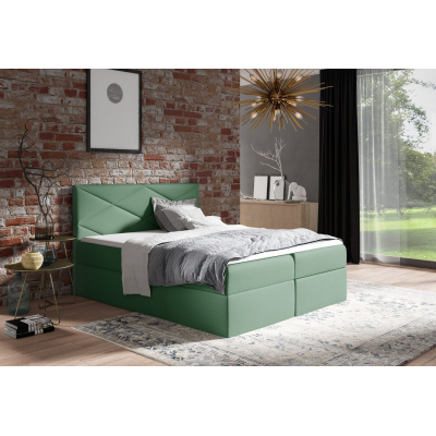 Čalúnená posteľ ZOE - 120x200, zelená + topper ZDARMA