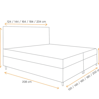 Boxspringová posteľ s úložným priestorom BRIGITA - 200x200, žltá + topper ZDARMA