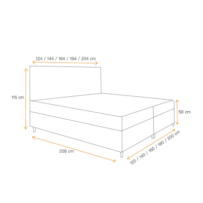 Boxspringová posteľ s úložným priestorom BRIGITA - 200x200, žltá + topper ZDARMA