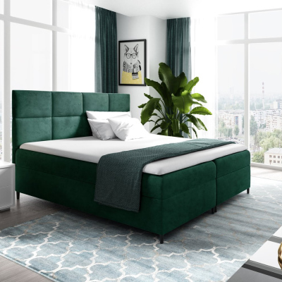 Boxspringová posteľ s úložným priestorom BRIGITA - 200x200, zelená + topper ZDARMA