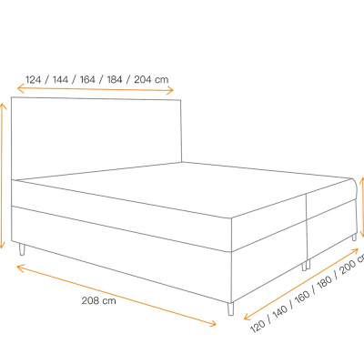 Boxspringová posteľ s úložným priestorom BRIGITA - 200x200, hnedá 1 + topper ZDARMA
