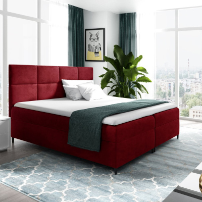 Boxspringová posteľ s úložným priestorom BRIGITA - 160x200, červená + topper ZDARMA