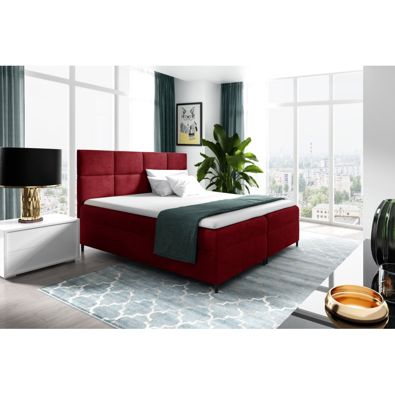 Boxspringová posteľ s úložným priestorom BRIGITA - 160x200, červená + topper ZDARMA