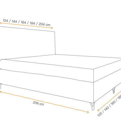 Boxspringová posteľ SHANNON - 200x200, žltá + topper ZDARMA
