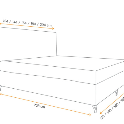 Boxspringová posteľ SHANNON - 180x200, žltá + topper ZDARMA