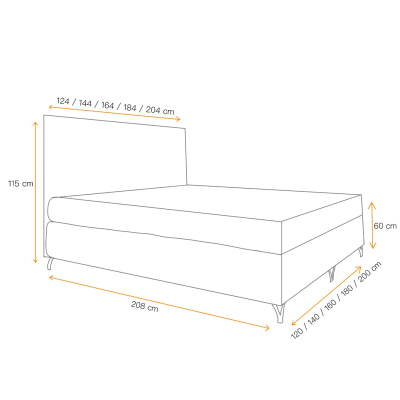 Boxspringová posteľ SHANNON - 180x200, modrá + topper ZDARMA