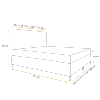 Boxspringová posteľ SHANNON - 160x200, červená + topper ZDARMA