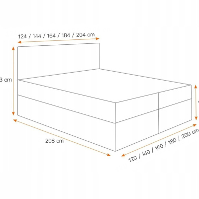 Boxspringová posteľ s prešívaným čelom EUGENA - 200x200, žltá + topper ZDARMA