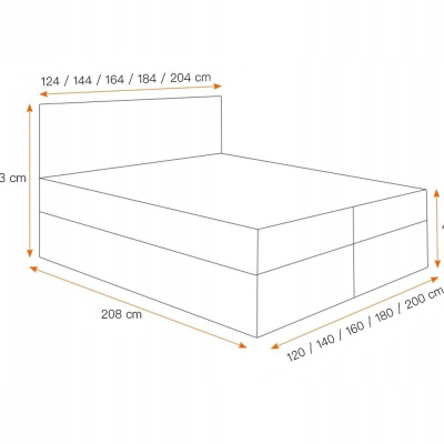 Boxspringová posteľ s prešívaným čelom EUGENA - 200x200, šedá + topper ZDARMA