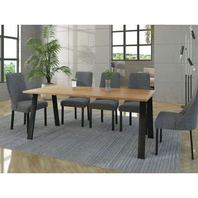 Industriálny jedálenský stôl KLEAN 4 - dub artisan / čierny mat