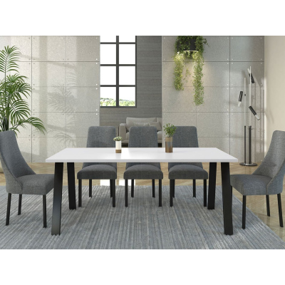 Industriálny jedálenský stôl KLEAN 4 - biely / čierny mat