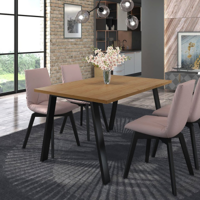 Industriálny jedálenský stôl KLEAN 3 - dub artisan / čierny mat