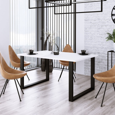 Obdĺžnikový jedálenský stôl IMPER 4 - biely / čierny mat
