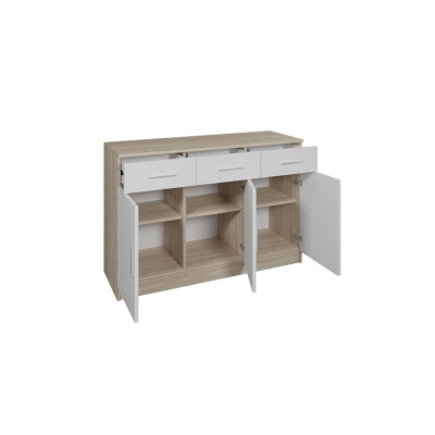 Kombinovaná komoda PARISA - šírka 103 cm, dub sonoma / biela