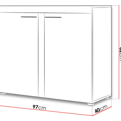 Úzka komoda s dvierkami PUMBA - biela