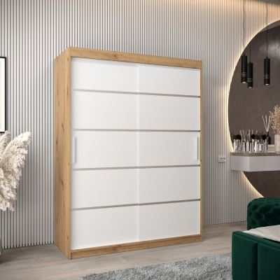 Šatníková skriňa ENNI - šírka 150 cm, dub artisan / biela