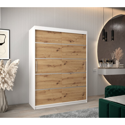 Šatníková skriňa ENNI - šírka 150 cm, biela / dub artisan