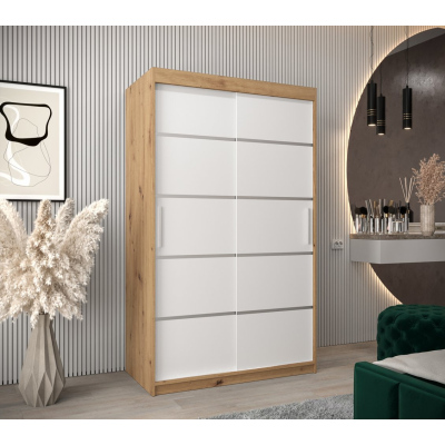 Šatníková skriňa ENNI - šírka 120 cm, dub artisan / biela