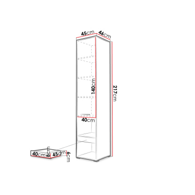 Vysoká skrinka CELENA 1 - šírka 45 cm, lesklá biela