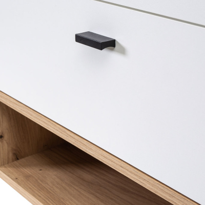 Kúpeľňová zostava BEND 1 - biela / dub artisan + sifón a batéria Economico ZDARMA