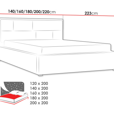 Manželská posteľ s roštom 200x200 IVENDORF 2 - čierna