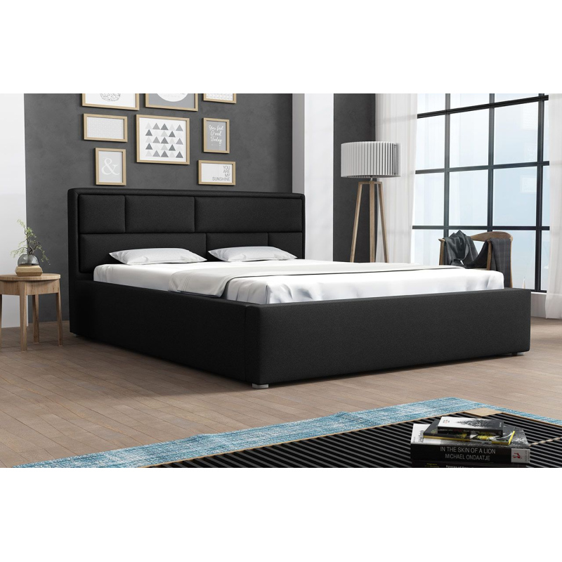 Manželská posteľ s roštom 140x200 IVENDORF 2 - čierna