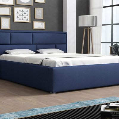 Manželská posteľ s úložným priestorom a roštom 140x200 IVENDORF 2 - tmavá modrá