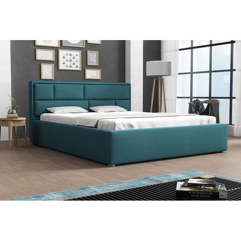 Manželská posteľ s úložným priestorom a roštom 160x200 IVENDORF 2 - modrá