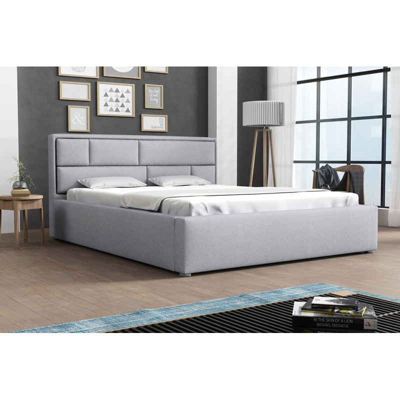 Manželská posteľ s úložným priestorom a roštom 160x200 IVENDORF 2 - svetlá šedá
