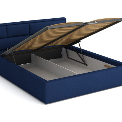 Manželská posteľ s úložným priestorom a roštom 140x200 IVENDORF 2 - tmavá modrá