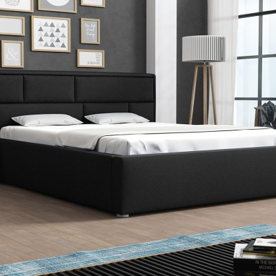 Manželská posteľ s úložným priestorom a roštom 180x200 IVENDORF 2 - čierna