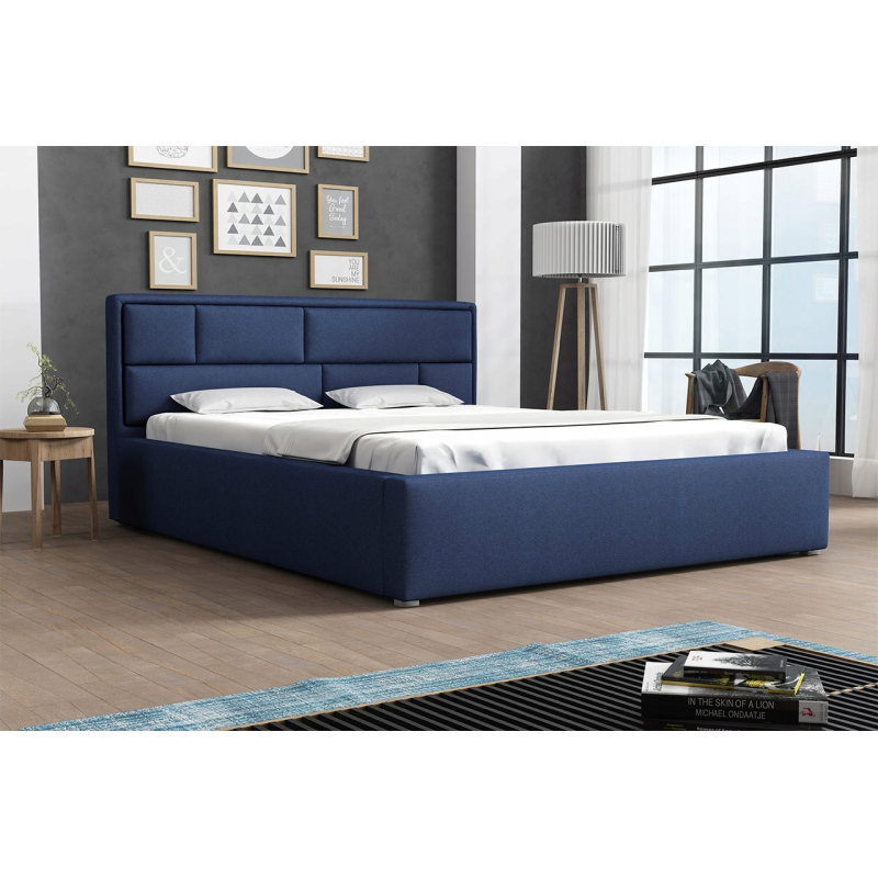 Manželská posteľ s úložným priestorom a roštom 200x200 IVENDORF 2 - tmavá modrá