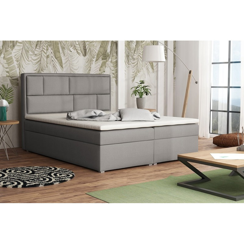 Boxspringová manželská posteľ s úložným priestorom 140x200 IVENDORF 1 - šedá 2 + topper ZDARMA