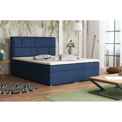 Boxspringová manželská posteľ s úložným priestorom 180x200 IVENDORF 1 - tmavá modrá + topper ZDARMA